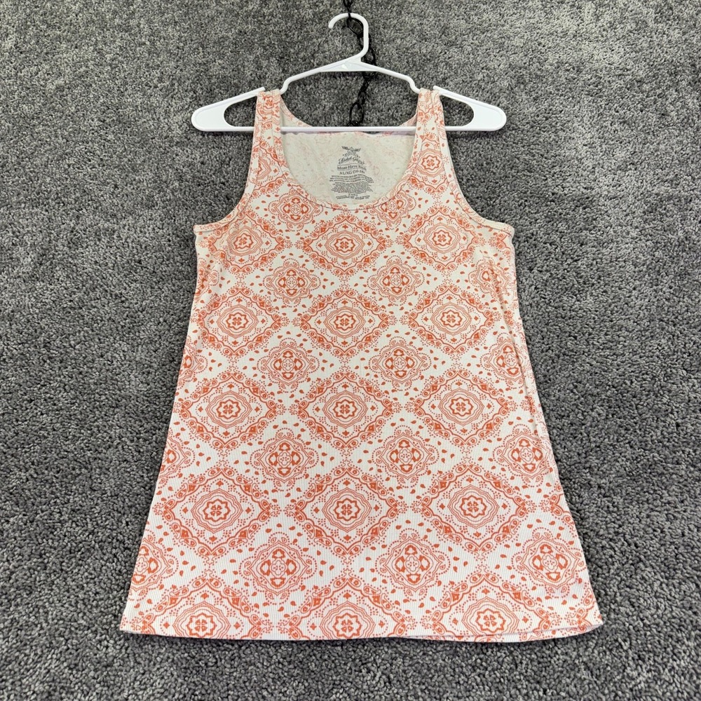 Faded Glory Tank Top Womens XL Orange Geometric Scoop Neck Stretch Tagless